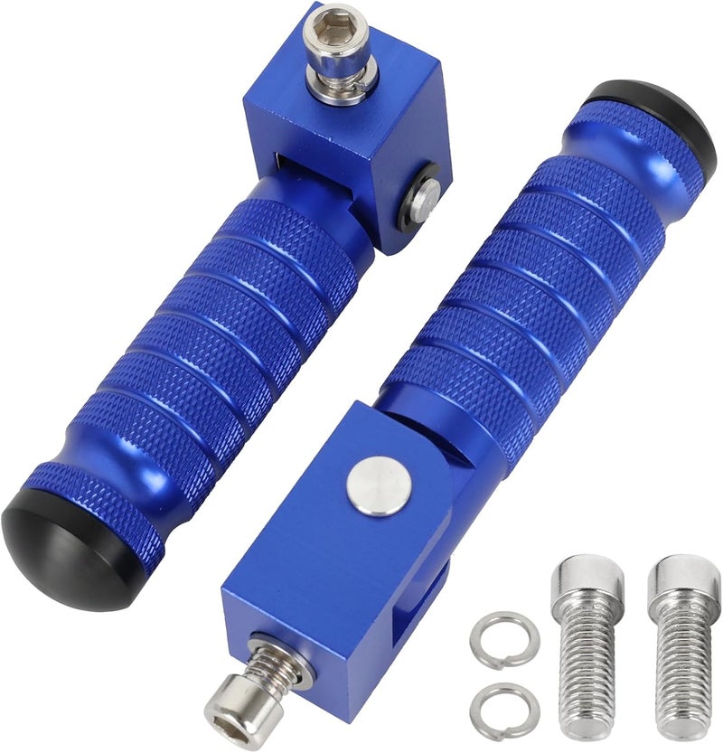 MOCODUO Motorcycle M8 Universal Foot Pegs CNC Foldable & Anti-Skid 90 Degree Motorbike Pegs Fits for Super 73, Motorcycle, Bicycle, Mini Bike, Electric Motor, ATVs, UTVs, Go Karts, Quads, Scooters Blue - Image 1